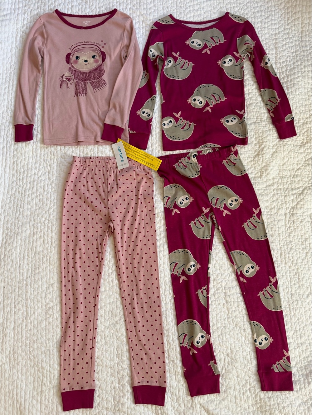 Carter's Girls’ Pink & Berry Sloth 2-Pack Pajama Sets